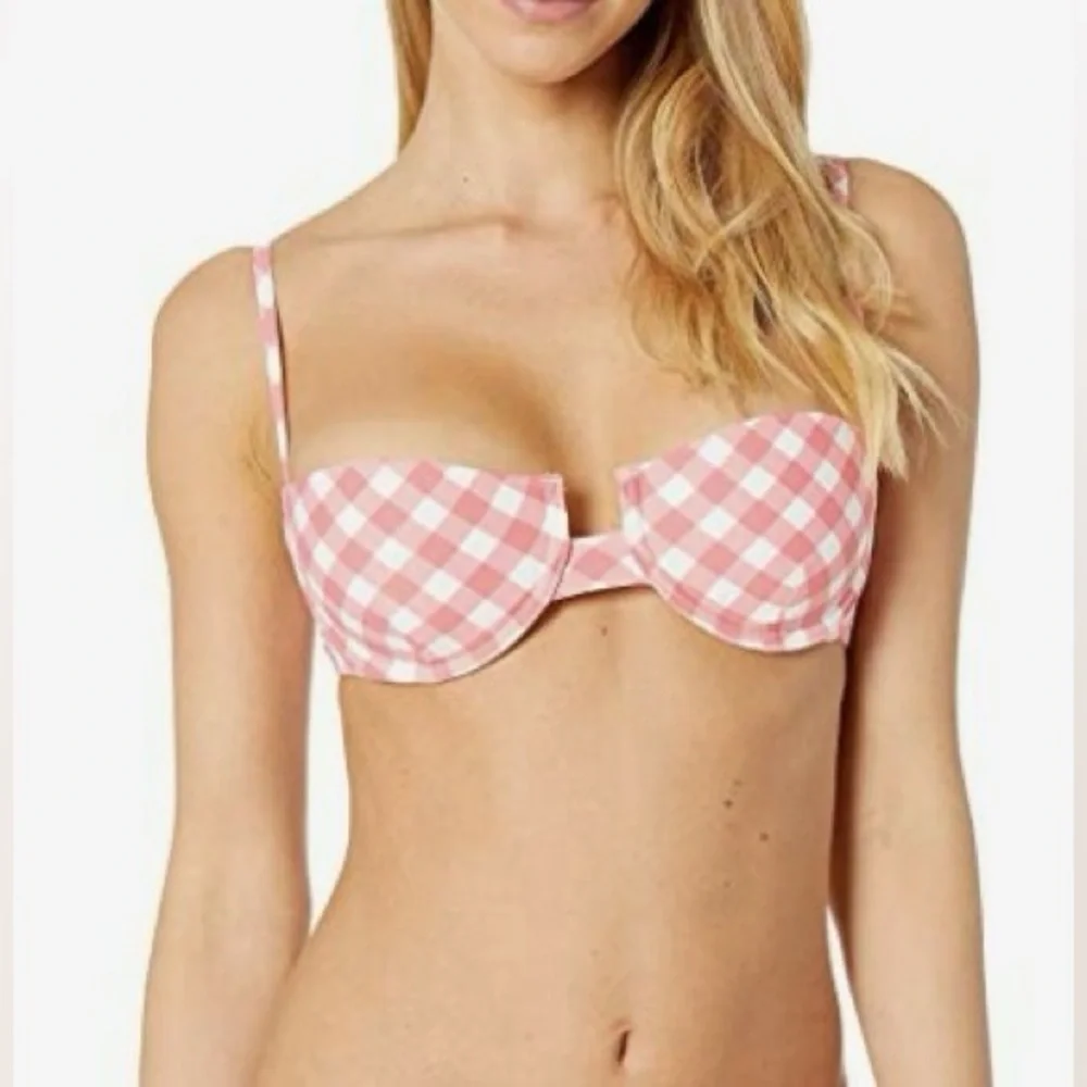 NWT Onia Dalia lined balconet swim top in Ribbon Stripe white